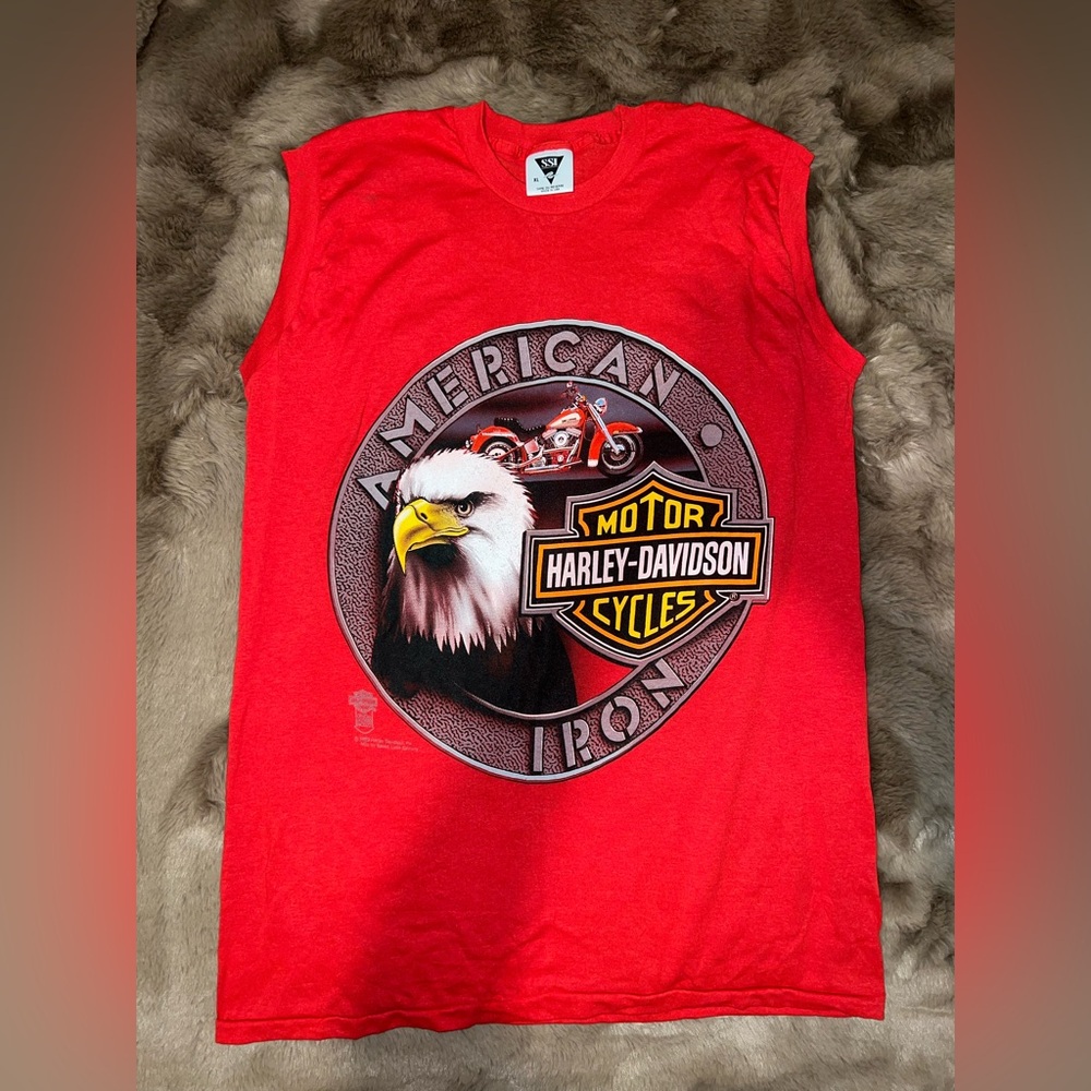 Harley-Davidson Vintage Iron Tank Top Sleeveless T-shirt Motorcycle SSI - Red